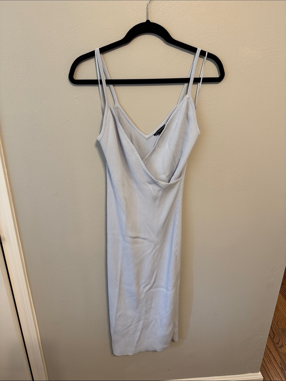 Guess Light Blue Ribbed Midi Dress